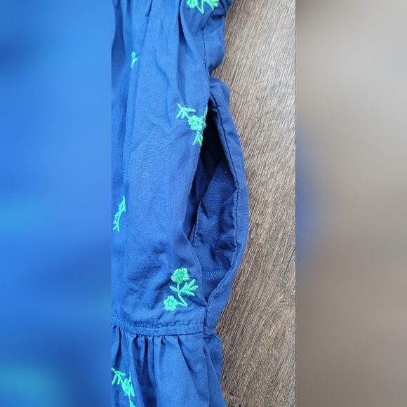 Hatley Maddie Popover Dress Women's S Blue w/Green Embroidered Floral 100% Cotto - Picture 8 of 16